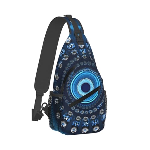 Mochila cruzada compacta con estampado floral azul miniatura 2