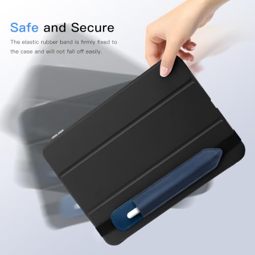 Image of MoKo Pencil Case Holder Fit The Apple Pencil (Pro and USB-C and 1st and 2nd Gen), Detachable Elastic Pocket for Stylus Pen with Elastic Band Attached to iPad Case, Navy Blue
