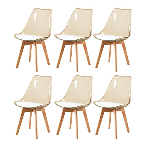 EGGREE Lot de 6 Chaises de Salle à Manger Scandinaves en Bois de Hêtre Testées SGS, 6 Ensembles...