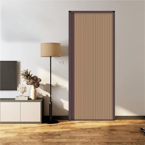 Puerta de acordeón interna, puerta plegable de aleación de aluminio, ahorra espacio, partición de armario de acordeón, fácil instalación, retráctil (marrón, doble 47.2 x 78.7 pulgadas)