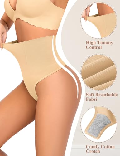 Image of Sarin Mathews Tummy Control Thong Shapewear for Women High Waisted Cotton Body Shaper Panties Underwears
