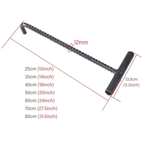 24 \'\' Manhole Hook, Sewer Key With Curved Tip/T-Style Handle, Handy Steel Drain Grate Cover Lifter For Trench Grills Storm Vault Lids Shutter Doors, Heavy Duty Durable, Pump Remover Tool/Nail Pry Bar