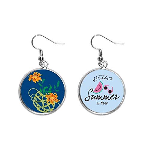 Pendientes de sandía antipesantez con flor amarilla para orejas sensibles