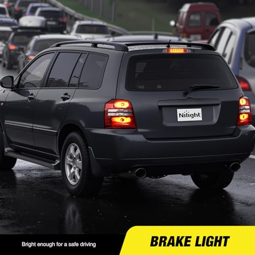 Image of Nilight Third Brake Light Tail High Mount 3rd Stop Lights Smoked Lens Compatible with Toyota Highlander 2001 2002 2003 Van SUV Rear Center Cab Lamp