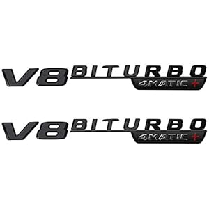 Linyuex Auto 3D Uiterlijk Sticker 2 STKS Auto Side Fender V8 BITURBO Logo Trim Sticker Voor Mercedes Benz AMG A B C E S…