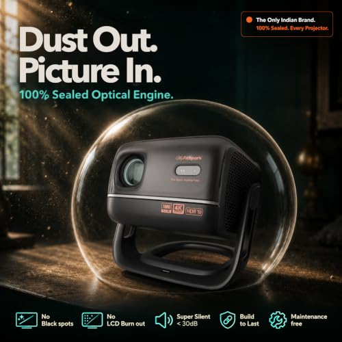 Image of MyFitSpark CINEMAGIC 102 Pro Native 1080p Projector 4k Ultra HD Support | CineTone Engine 100% Sealed Tiltable 600 ANSI Auto Focus Keystone EDID 2.1 True 4K FireStick HDR10 Surround Sound Up to 300 inch