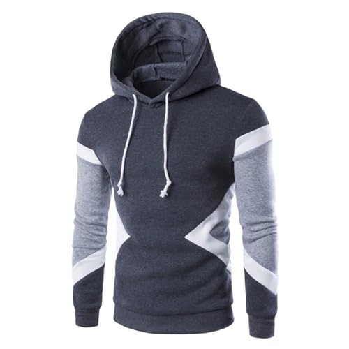 Sweatshirts for Men Trendy Color Block Hoodies Fleece Long Sleeve Hooded Pullover Casual Patchwork Tops with Pocket3