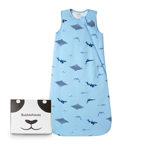 Image of BubblePanda Rayon Made from Bamboo Sleep Sack 0-6 Months 1.0 Tog Soft Toddler Sleeping Sack 3-6 Months for Infant Newborn Babies 2-Way Zipper Baby Wearable Blanket 0-3 Months