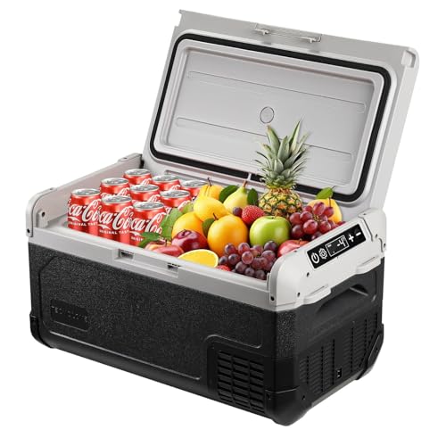Tecnolove 12V Car Refrigerator,21QT Portable Fridge Freezer with Blow Expansion Evaporator,-4℉~68℉ 12/24V DC & 120-240V AC Freezer Cooler for Truck RV SUV Camping Travel,Reversible Door
