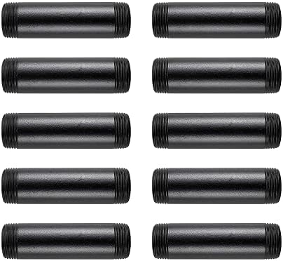 10 PACK 3/4 * 6inch Rustic Industrial Style Coating Black Thread Pipe Nipple for Home Decor… (6 inch)