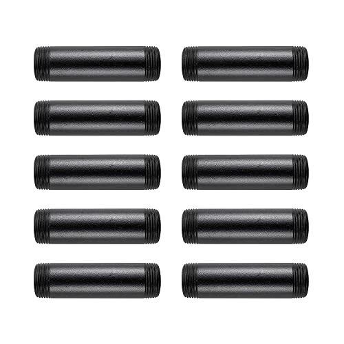 10 Pack 3/4 * 6Inch Rustic Industrial Style Coating Black Thread Pipe Nipple For Home Decor… (6 Inch) #TOP1