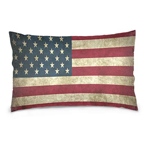 Linomo Housse de coussin 40,6 x 61 cm, motif drapeau américain vintage pour canapé, sofa, lit,...