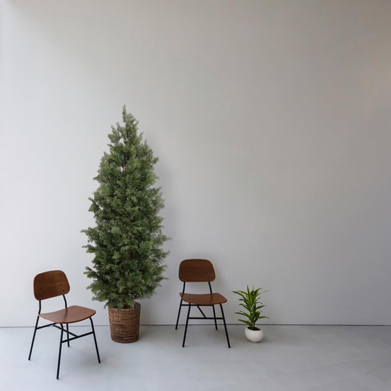 Aveyas 5ft Artificial Cedar Topiary Trees for Outdoor Front Porch Door, 5 Feet Faux Potted Plants Evergreen Fake Silk Pine Cypress Tree for Outside Home Decor (5 ft Tall) - Set of 2 Pack