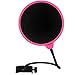 Dragonpad USA pop filter Studio Microphone Mic Wind Screen Pop Filter Swivel Mount 360 Flexible Gooseneck Holder, Framed Pink on Black
