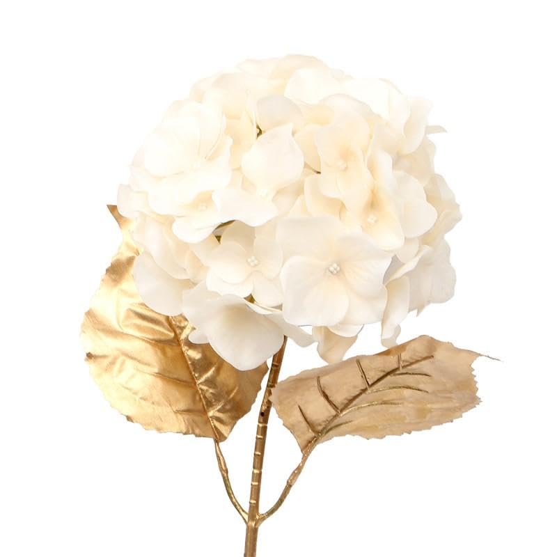 Fleurs artificielles crème 66 cm avec tige dorée en mousse PU pour salon