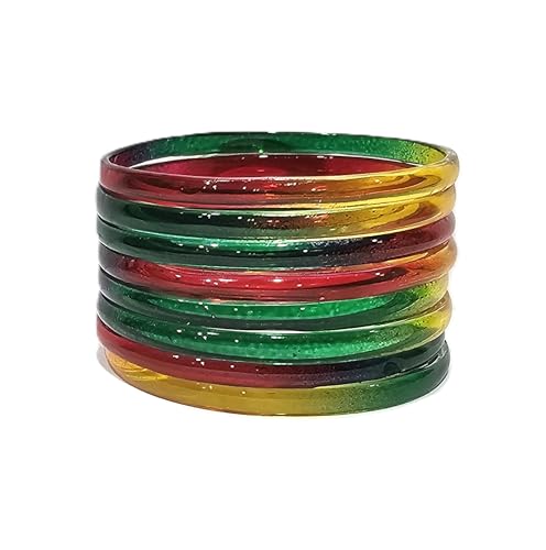 Image of Colorful Jelly Bangles Set of 8 - Transparent Candy Color Stackable Bracelets, Lightweight Fashion Accessories for Women & Girls