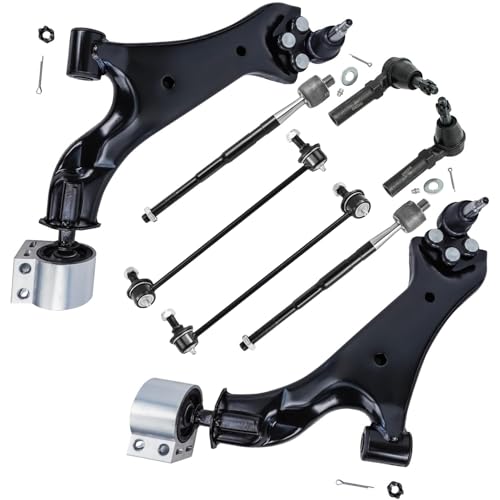 Image of Detroit Axle - 8pc Front End Control Arms Kit for 10-17 Chevrolet Equinox GMC Terrain, 2 Lower Control Arms w /Ball Joint 2 Sway Bars 4 Tie Rods 2010 2011 2012 2013 2014 2015 2016 2017 Replacement