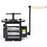 HAADID Rolling Mill for Jewelry, 110MM Width, 3-in-1 Manual Roller Mill Machine with Hand Crank, for Metal Stretching, Wire Shaping, Printing Embossing Patterns Textures