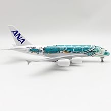 ANDSYYDS 20CM / 8 Inch A380 Sea Turtle Metal Airplane Model Sea Turtle Airplane Model Kit with Display Stand for Adult Aviation Gifts or Alloy Airplane Green