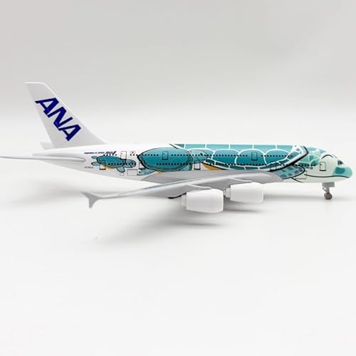 ANDSYYDS 20CM / 8 Inch A380 Sea Turtle Metal Airplane Model Sea Turtle Airplane Model Kit with Display Stand for Adult Aviation Gifts or Alloy Airplane (Green)