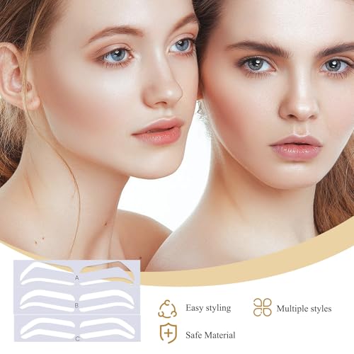 24 Pairs Eye Brow Stencils for Women, Eyebrow Stencil Stickers Disposable, Eyebrow Stencils for Shaping 3 Shapes, Airbrush Eye brow Sticker Stencil for Tinting Makeup