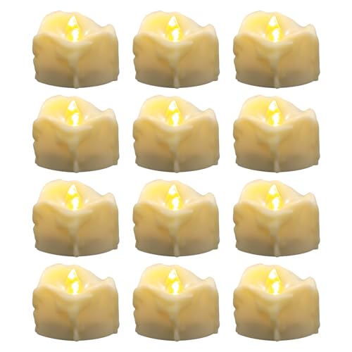 Windshell Battery Operated Warm White Flame LED Tea Lights with 6H Timer
