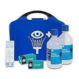 Reliance Medical First Aid Eye Wash Kit - 2 x 500ml Reliwash Eyewash Bottles with Mirror - 2 x 20ml Saline Sterile Solution Pods Drops for Eyes And Eye Pads