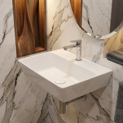 Image of Wall Mounted Wash Basin for Bathroom /Wall Hung Wash Basin /Ceramic Sink (42x34x12.5cm)