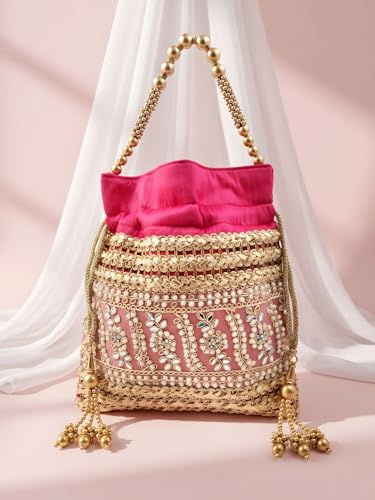 Image of Adiva Potli Handbags For Women | Potli Bags For Ladies For Wedding | Potli Bags For Women | Wedding Bags For Woman | Batwa Potlis Hand Bag | Designer Potli Bag For Ladies For Marriage