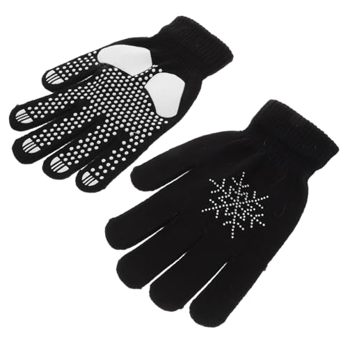 VANZACK Winter Warm Ice Skating Gloves for Adults Slip Ski Gloves with Rhinestones Durable and Comfortable for Ice Dance and Outdoor Activities