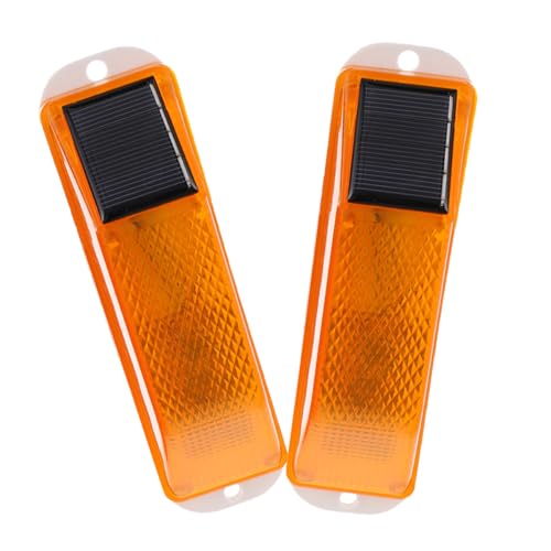 Healvian Lámparas Solares de Advertencia Amarillas para Exteriores 2 Unidades Luz de Precaución Solar Parpadeo Nocturno para Jardín Patio y Vallas Resistentes y Recargables
