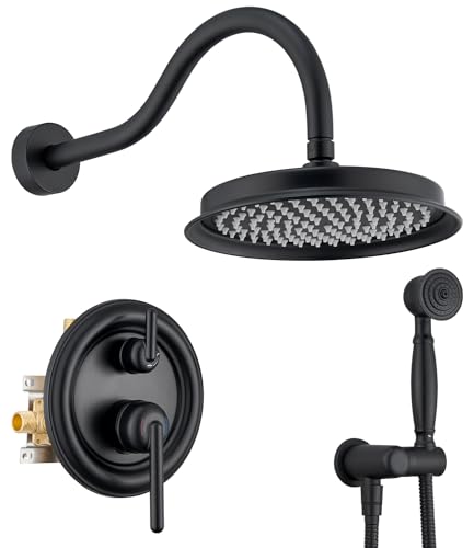 Image of Rainfall Shower System Shower Faucet Set, Luxury, Antique, Matte Black