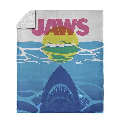 Northwest Jaws CMYK Poster Silk Touch Sherpa Throw Blanket 50x60 inches
