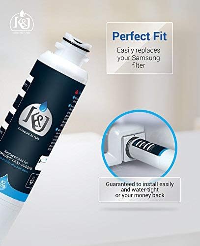 K&J Replacement Samsung Compatible Refrigerator Water Filter for DA2900020B, RF263BEAESR, and RF28HMEDBSR - Samsung HAF-CIN/EXP and 46-9101 Refrigerator Water Filter, NSF 42 Certified (1-Pack)