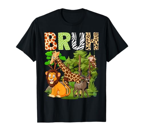 Funny Bruh Safari Animals Wildlife Jungle Zookeeper Boy Kids T-Shirt