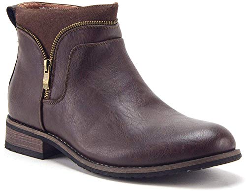 Men's Classic Designer Zipper Casual Chukka Ankle High Boots, Brown, 7.5