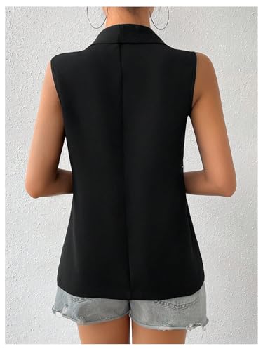 MakeMeChic Women's Glitter Rhinestone Blazer Sleeveless Open Front Party Y2K Vests3