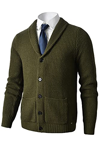 Men's Shawl Collar Cardigan Sweater - Cable Knit, Button-Up, Merino Wool - A Modern Classic That Never Goes Out of Style2