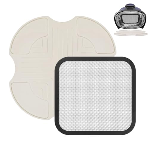 2 piezas de rejilla antiproyección, de acero inoxidable, reutilizable y de silicona para Ninja CRISPi Freidora de aire FN101EUSG, Air Fryer Accesorios para Freidora de aire Ninja FN101EU (blanco roto)