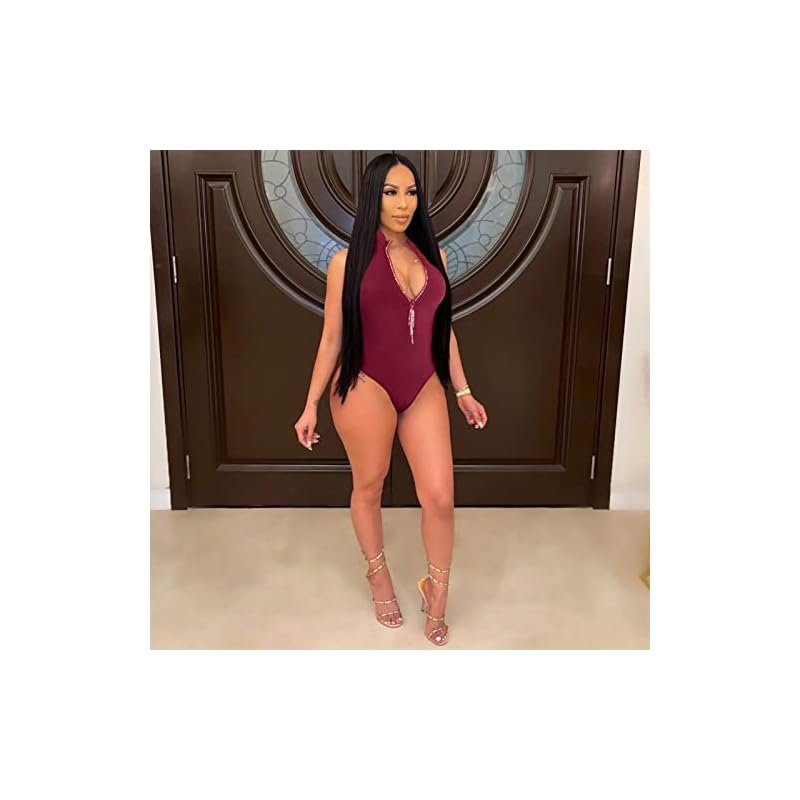 Hafailia-V-Neck-Bodysuit-Tops-for-Women-Fashion-Sparkly-Rhinestone-Zipper-Sleeveless-Jumpsuits-One-Piece-Outfits-Leotard-Wine-Red-S Hafailia-V-Neck-Bodysuit-Tops-for-Women-Fashion-Sparkly-Rhinestone-Zipper-Sleeveless-Jumpsuits-One-Piece-Outfits-Leotard-Wine-Red-S