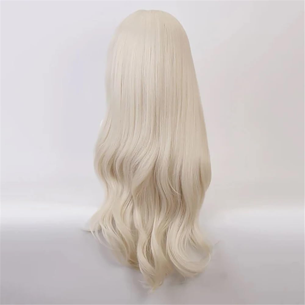 Blonde Lace-Front-Perücken for Frauen, lange, lockige, gewellte Mittelteil-Perücke aus Natursynthetik for den täglichen Gebrauch