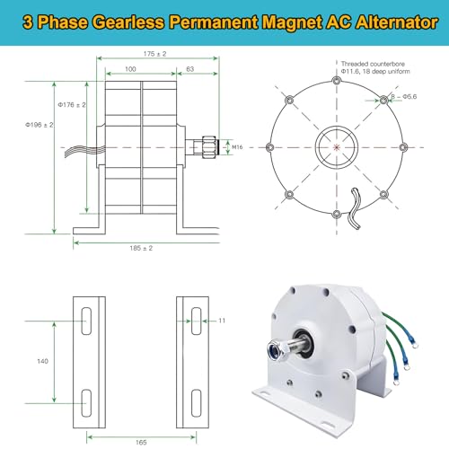 Kit generador de turbina eólica Controlador de Carga Turbinas Verticales Generador de energía eléctrica Equipo, Generador de imán Permanente de Bajas RPM 12000W 12V 24V 48V Generador eléctri