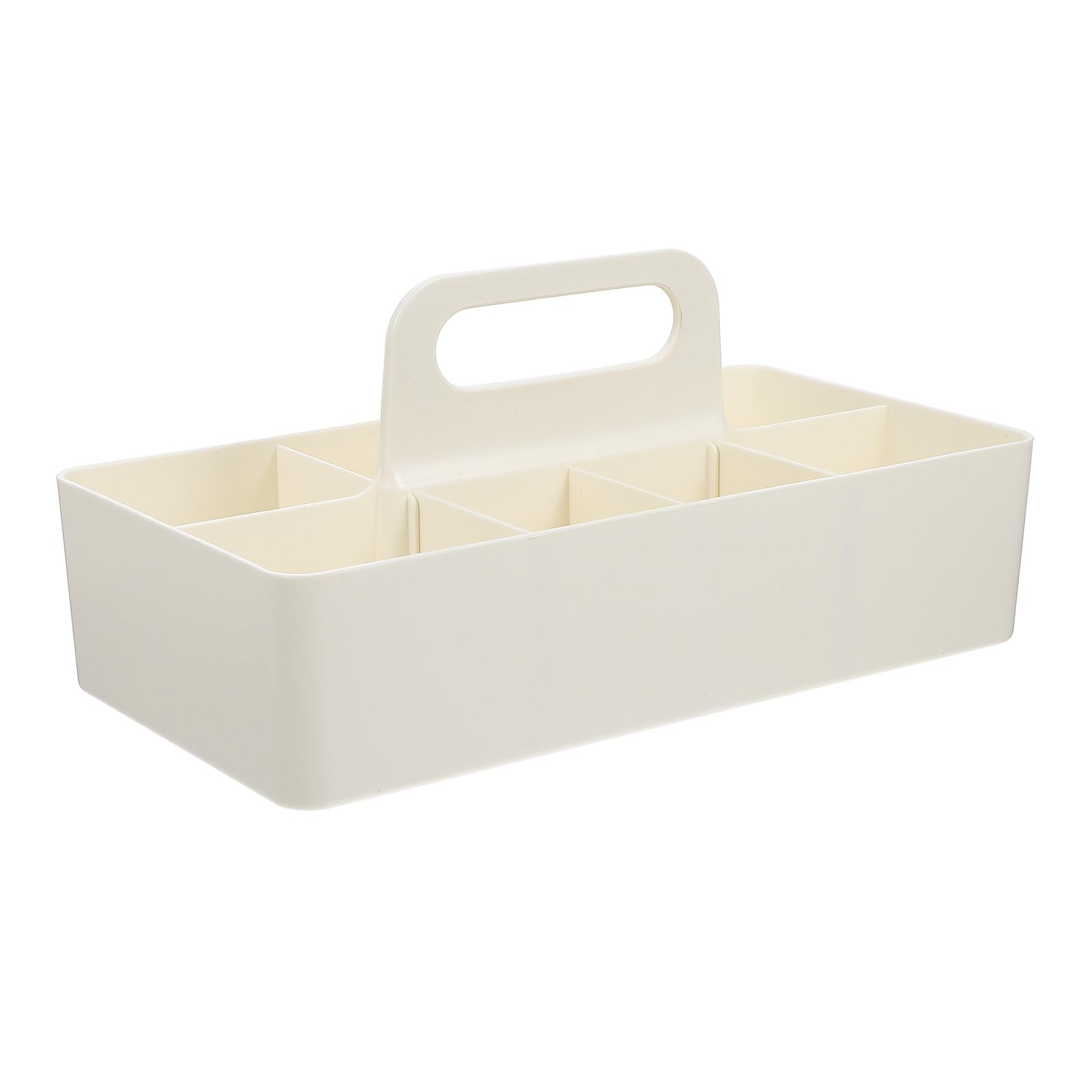 Caja de Almacenamiento Portátil con Asa y Compartimentos, Color Blanco