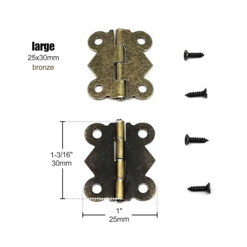 Charnière 25x30mm bronze avec vis pour montage de précision 12Pcs