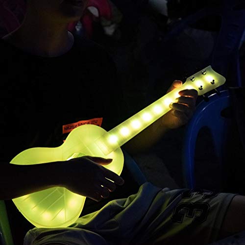 Moreup Glowing Ukulele, 23 Inch Led Light Transparent Carbon Fiber Hawaiian Uke With Gig Bag Digital Tuner Gift Set All In One Kit Christmas Birthday Gift #TOP2