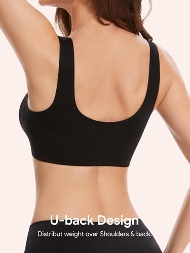 HBselect BH Damen Vorne Vershcluss Vollschalen Bügellos Komfort BH Schwarz M