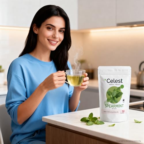Image of Celest Spearmint Tea 50 Tea Bags - Pack of 3 | Herbal Tea for PCOS Support & Facial Hair Care | Caffeine-Free