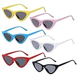 WEDNOK 6 Paare Cat Eye Sonnenbrillen Damen Vintage Sonnenbrille Lustige Brille Cateye Partybrille Retro Dreieck Gläser Neon Kostümbrille für 50er 60er 70er 80er Party Karneval Mottoparty Kostümzubehör