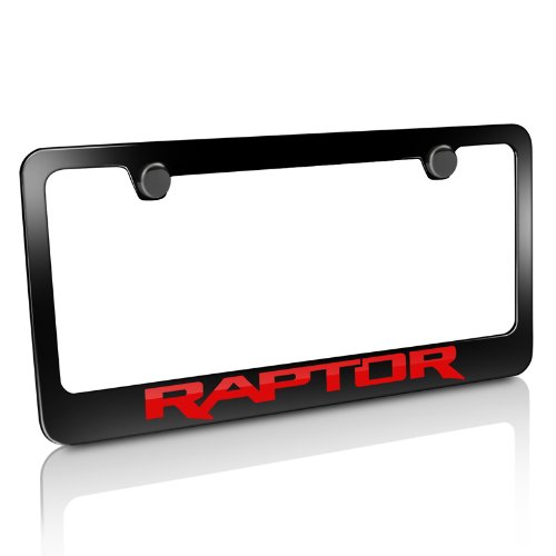 CarBeyondStore Ford F-150 Red Raptor Black Metal License Plate Frame