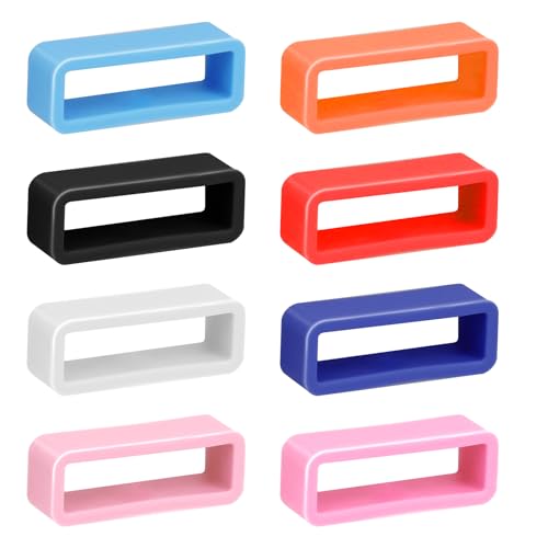 Mozeat Lens Smart Watch Fastener Rings Replacement, 8 Pack 20mm Watch Strap Silicone Security Connector Rubber Watch Band Secure Holder Loops Keeper for Smartwatch Accessories (Multi-Color)